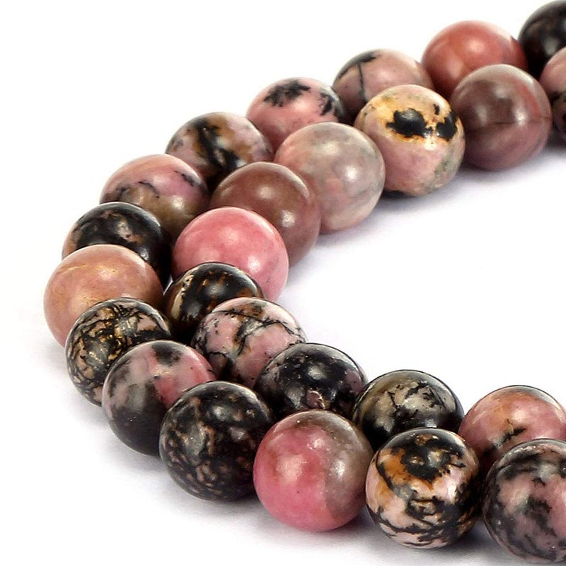 LIFAVOVY Genuine Black Rhodonite Beads for Jewelry Making Gemstone Semi Precious Stone Round 6mm Strand 15""(58-62pcs) - Image 1